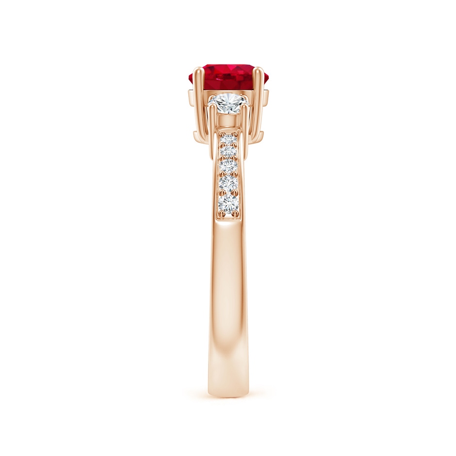 6mm AAA Classic Three Stone Ruby and Diamond Ring in Rose Gold side 299