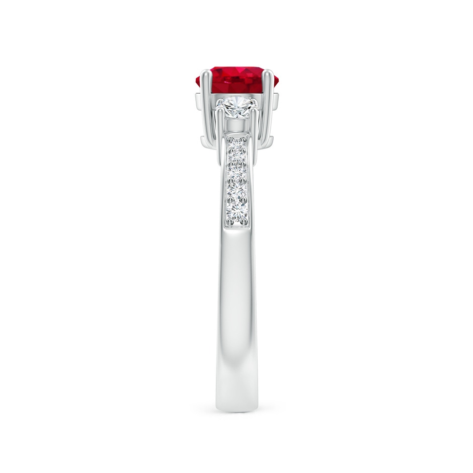 6mm AAA Classic Three Stone Ruby and Diamond Ring in White Gold side 299