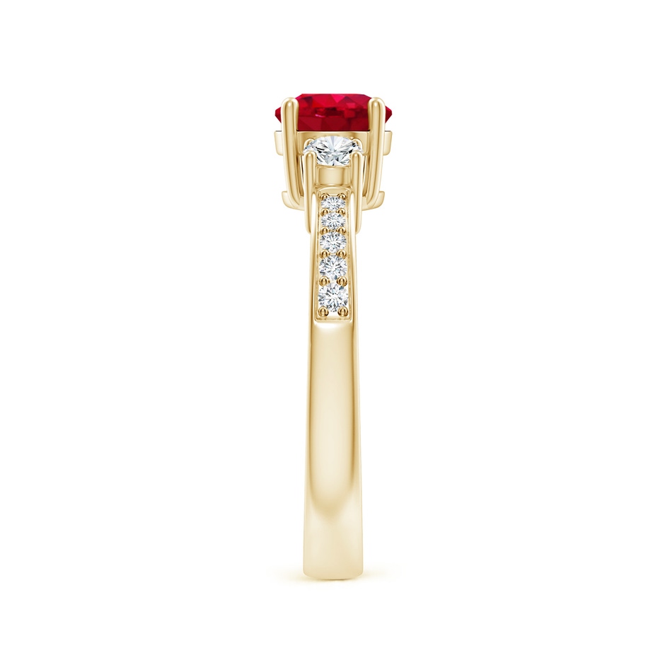 6mm AAA Classic Three Stone Ruby and Diamond Ring in Yellow Gold side 299
