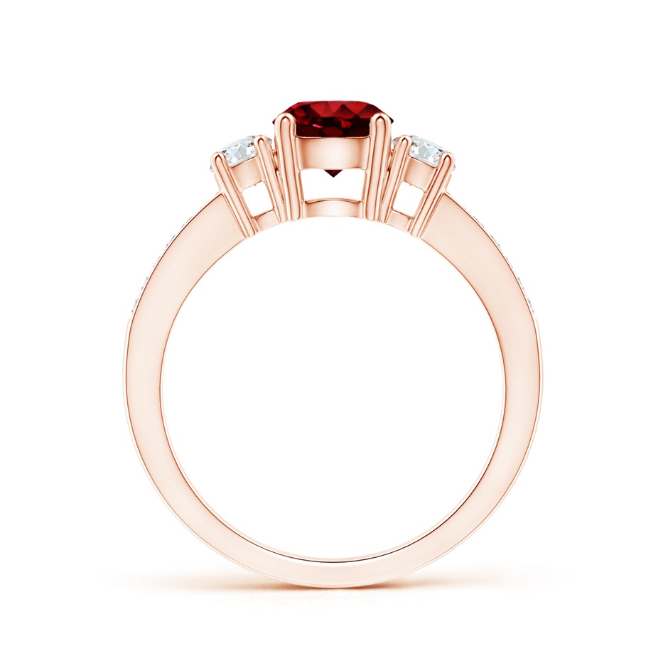 6mm AAAA Classic Three Stone Ruby and Diamond Ring in Rose Gold side 199
