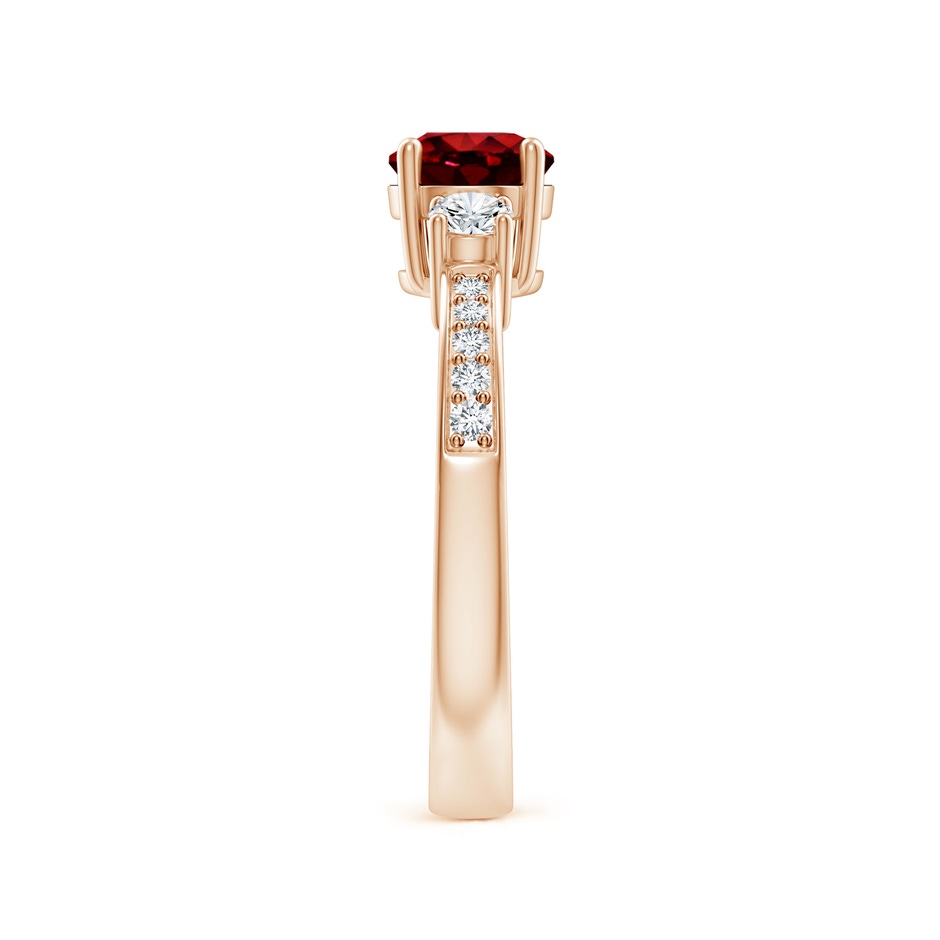 6mm AAAA Classic Three Stone Ruby and Diamond Ring in Rose Gold side 299