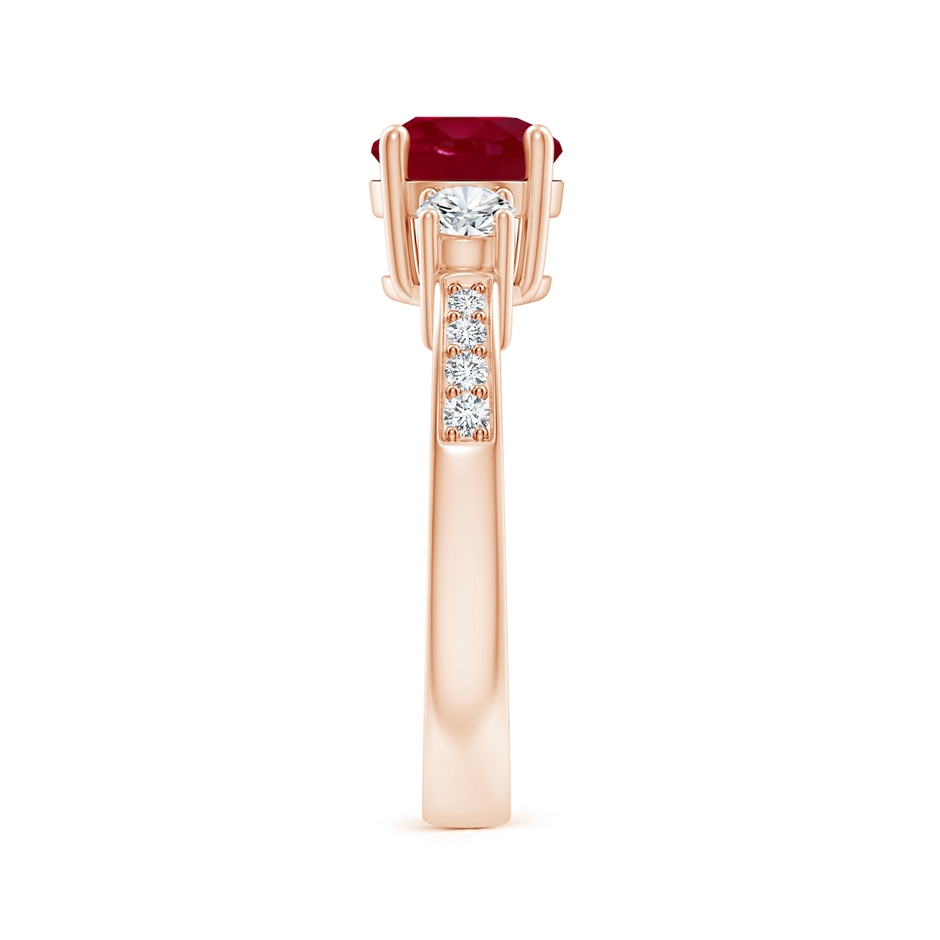 7mm AA Classic Three Stone Ruby and Diamond Ring in Rose Gold side 299