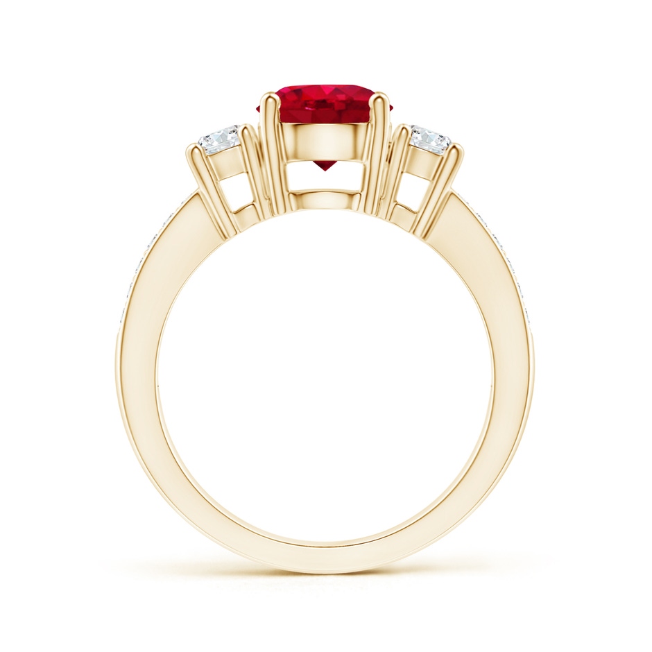 7mm AAA Classic Three Stone Ruby and Diamond Ring in Yellow Gold side 199