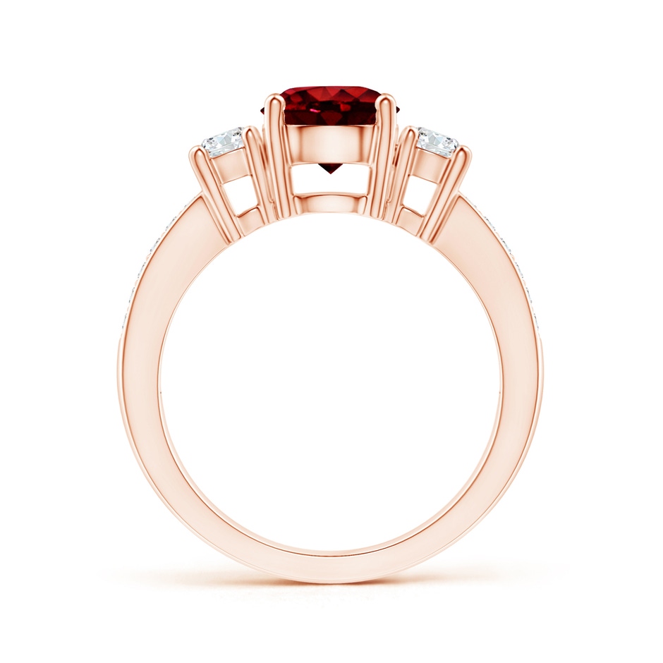 7mm AAAA Classic Three Stone Ruby and Diamond Ring in Rose Gold side 199