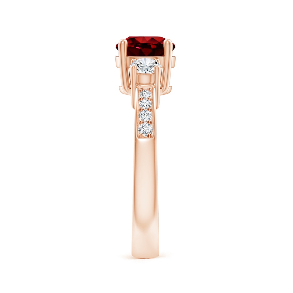 7mm AAAA Classic Three Stone Ruby and Diamond Ring in Rose Gold side 299
