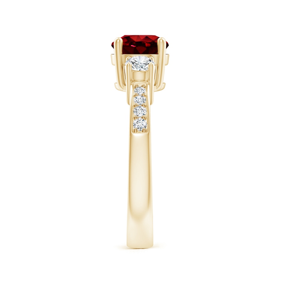7mm AAAA Classic Three Stone Ruby and Diamond Ring in Yellow Gold side 299