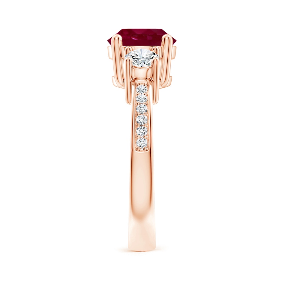 8mm A Classic Three Stone Ruby and Diamond Ring in Rose Gold side 299