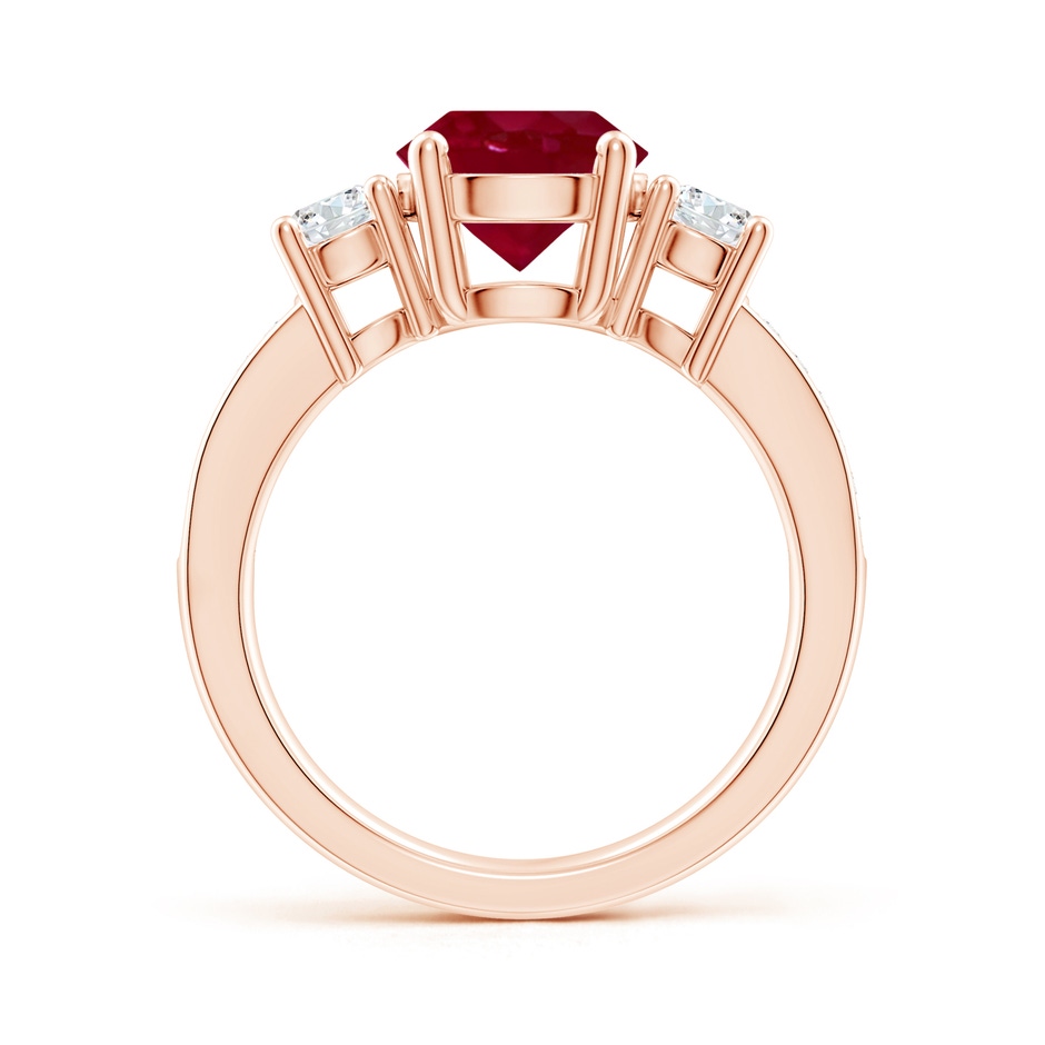 8mm AA Classic Three Stone Ruby and Diamond Ring in Rose Gold side 199