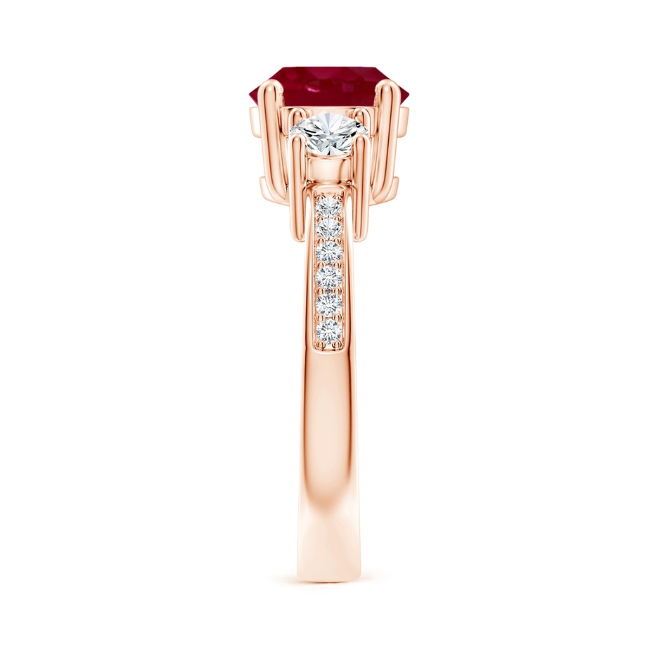 8mm AA Classic Three Stone Ruby and Diamond Ring in Rose Gold side 299