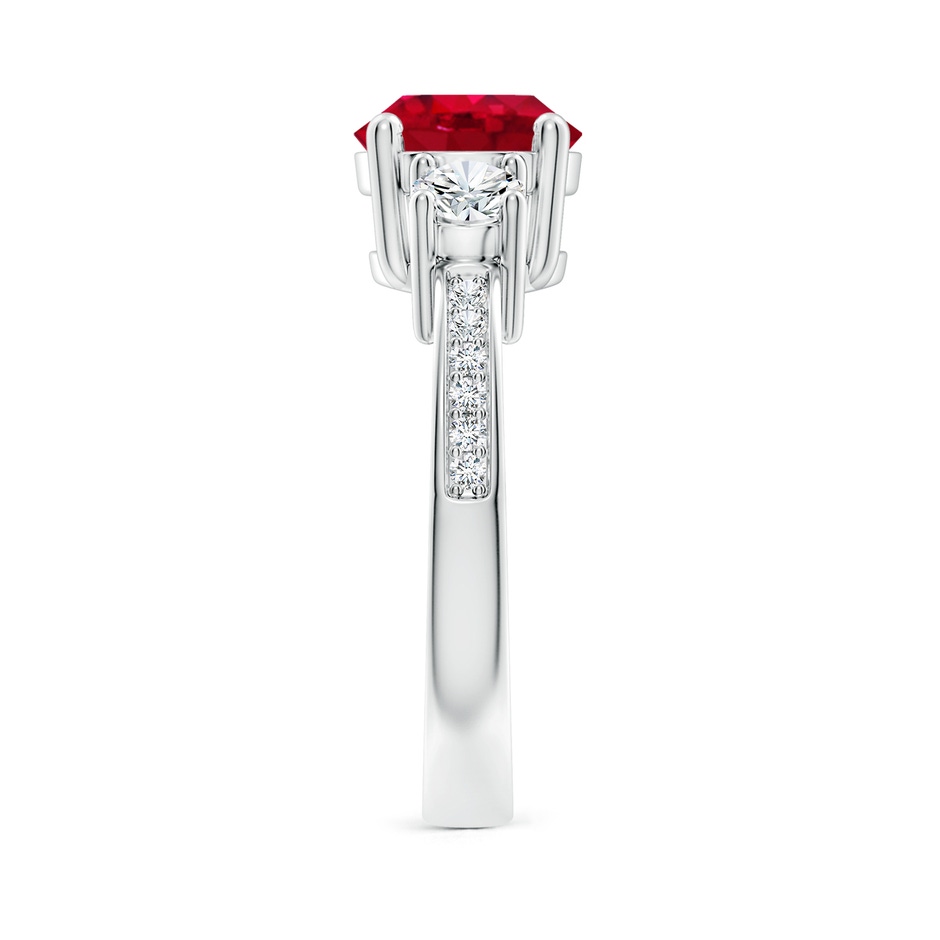 8mm AAA Classic Three Stone Ruby and Diamond Ring in P950 Platinum side 299