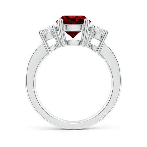 8mm AAAA Classic Three Stone Ruby and Diamond Ring in P950 Platinum