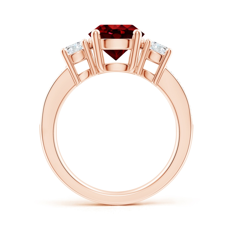 8mm AAAA Classic Three Stone Ruby and Diamond Ring in Rose Gold side 199