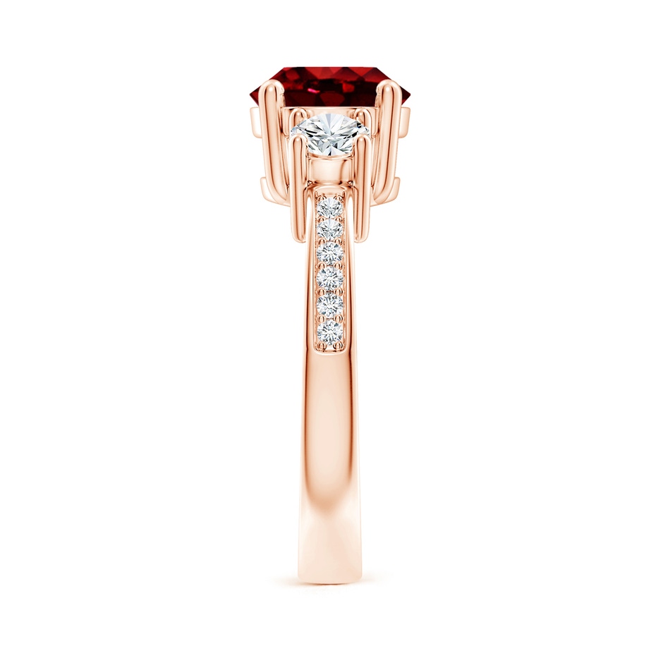 8mm AAAA Classic Three Stone Ruby and Diamond Ring in Rose Gold side 299