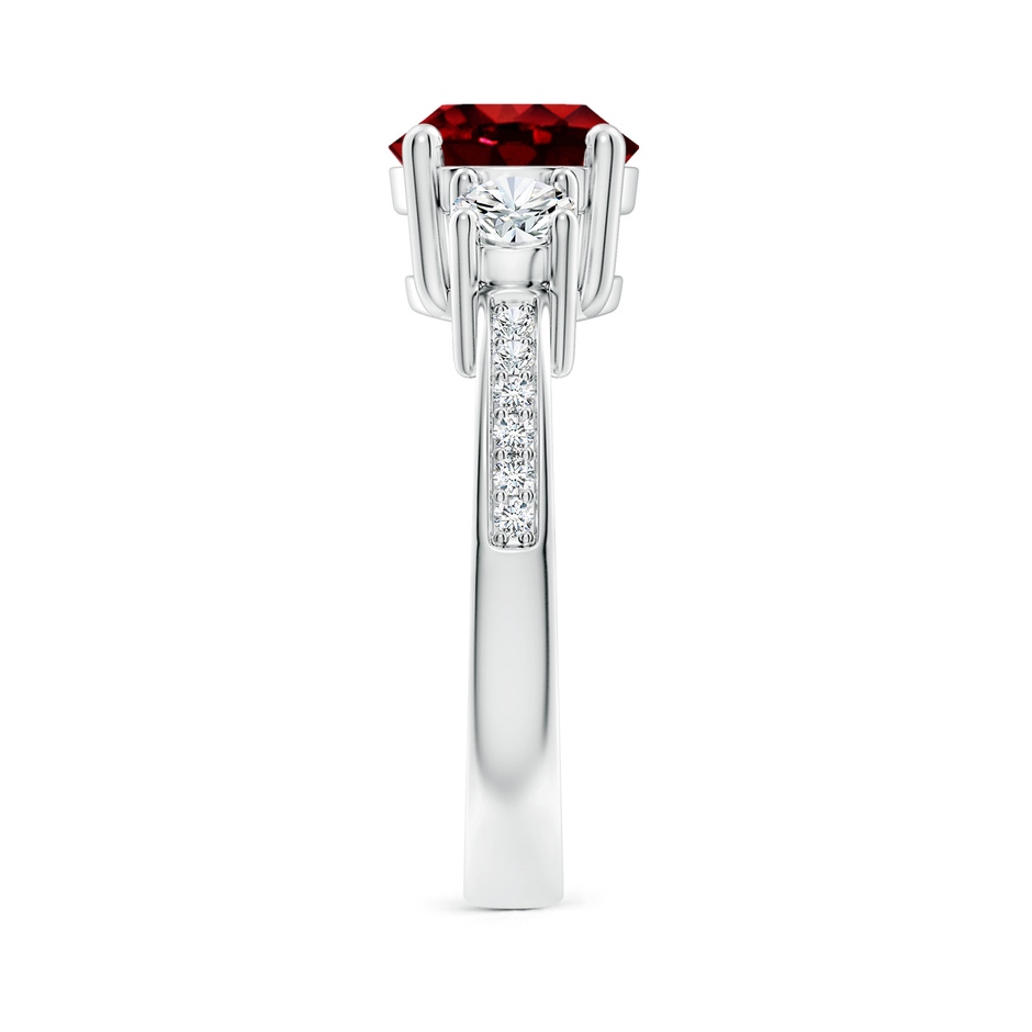 8mm AAAA Classic Three Stone Ruby and Diamond Ring in White Gold side 299