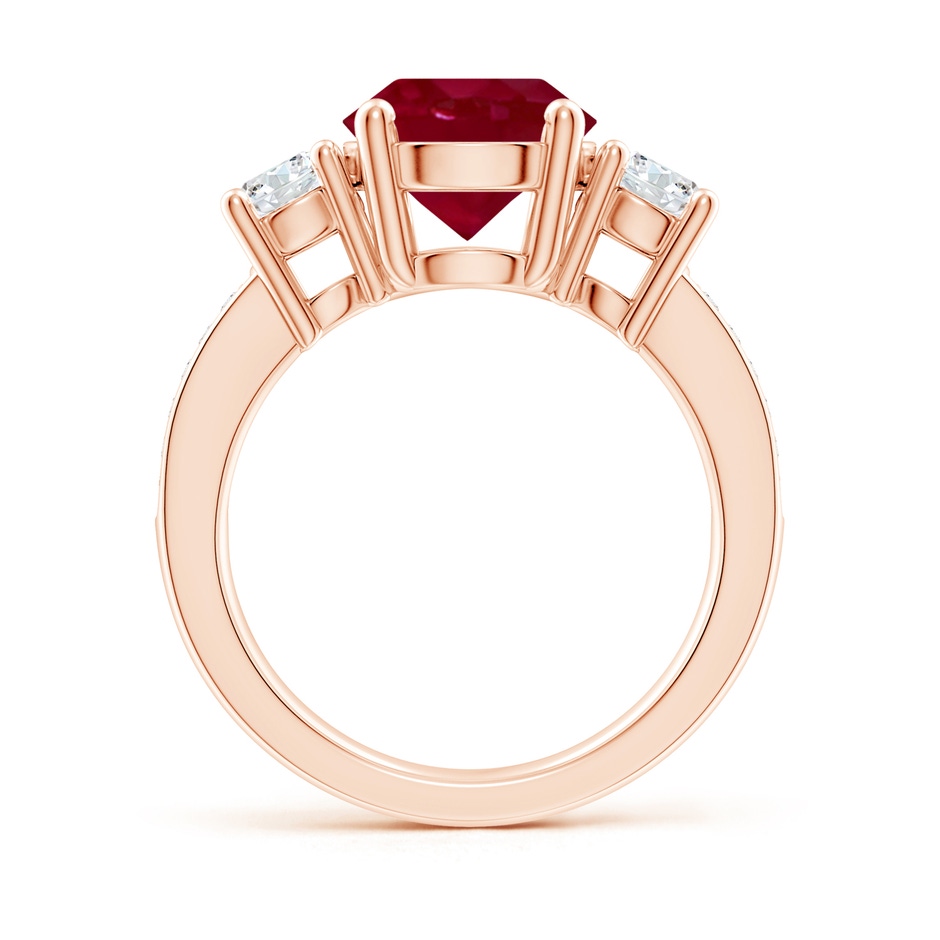 9mm AA Classic Three Stone Ruby and Diamond Ring in Rose Gold side 199