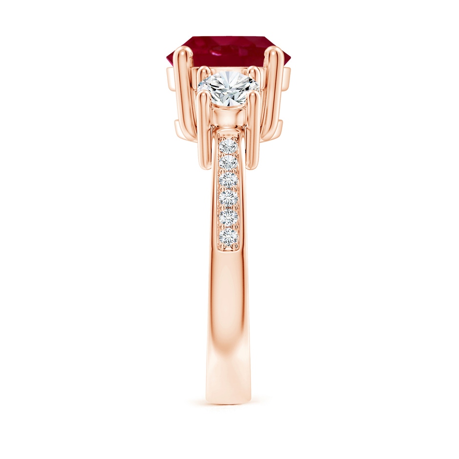 9mm AA Classic Three Stone Ruby and Diamond Ring in Rose Gold side 299