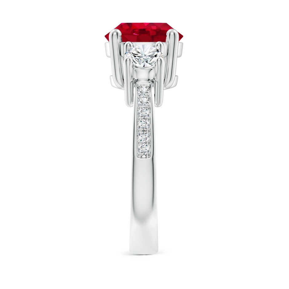 9mm AAA Classic Three Stone Ruby and Diamond Ring in P950 Platinum side 299