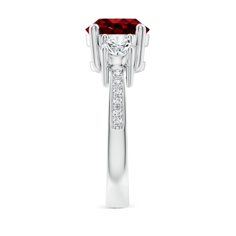 9mm AAAA Classic Three Stone Ruby and Diamond Ring in P950 Platinum side 299