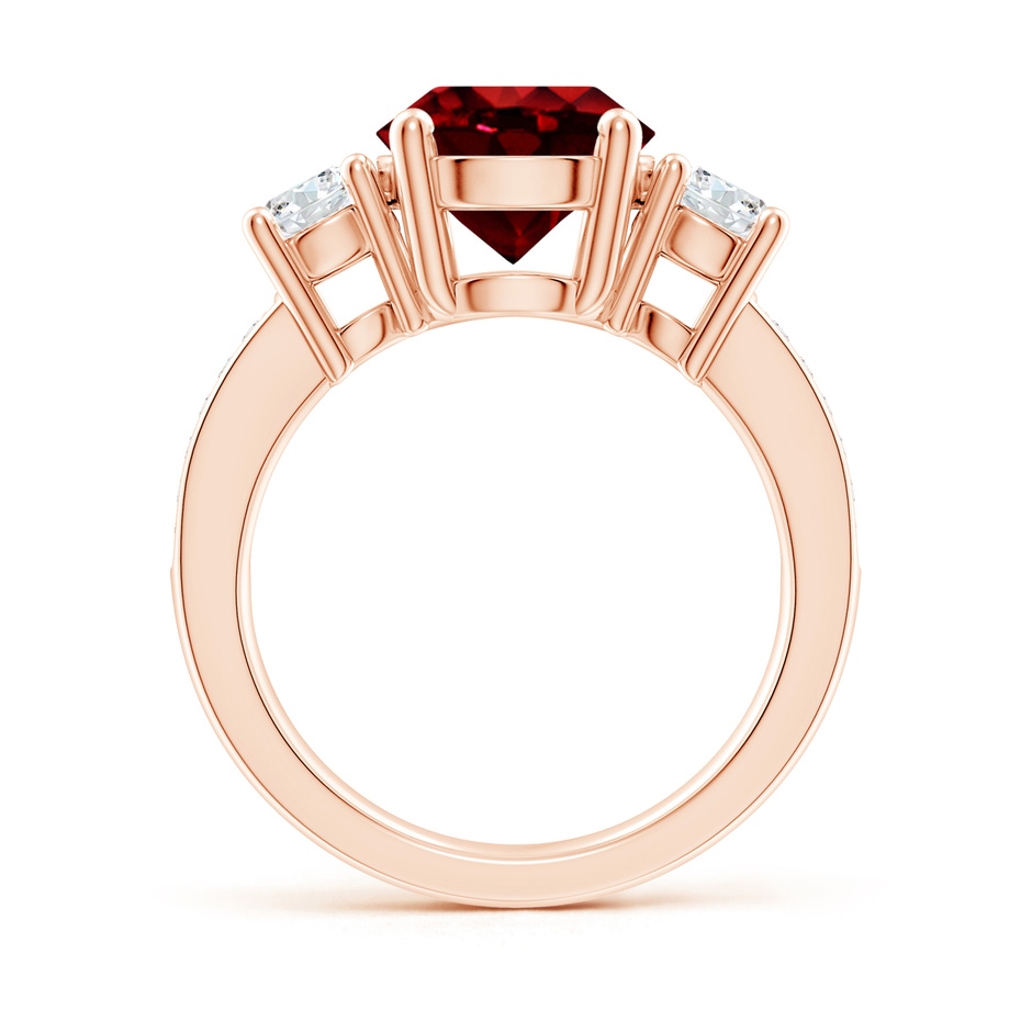 9mm AAAA Classic Three Stone Ruby and Diamond Ring in Rose Gold side 199