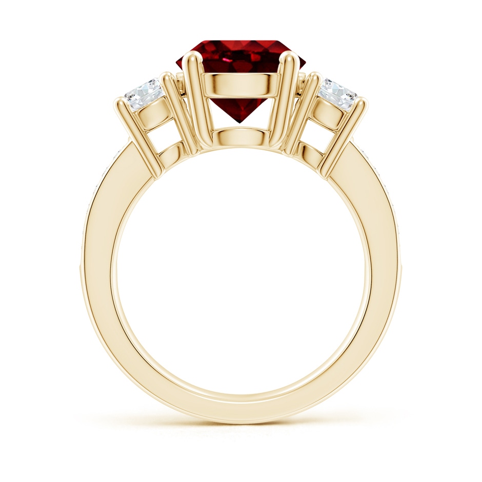 9mm AAAA Classic Three Stone Ruby and Diamond Ring in Yellow Gold side 199