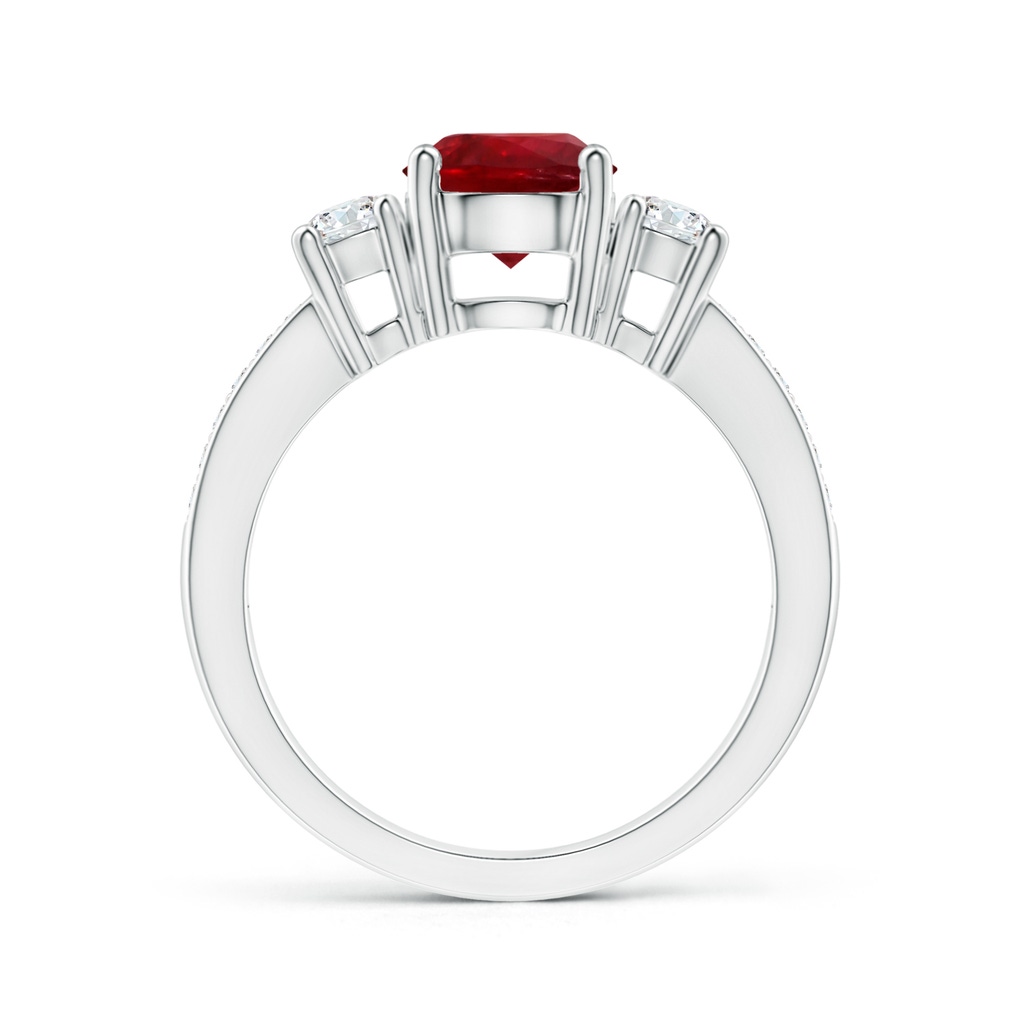 7.12x7.10x3.44mm AAAA GIA Certified Classic Ruby and Diamond Ring in 18K White Gold Side-1