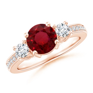 7.12x7.10x3.44mm AAAA GIA Certified Classic Ruby and Diamond Ring in Rose Gold