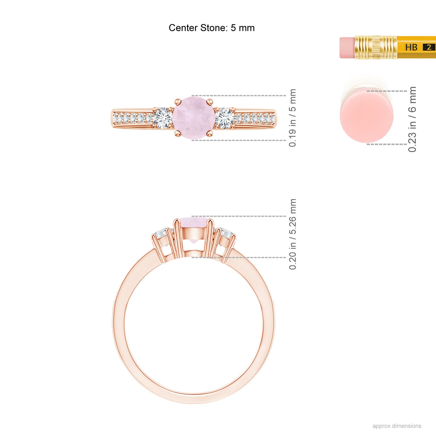 A - Rose Quartz / 0.71 CT / 14 KT Rose Gold