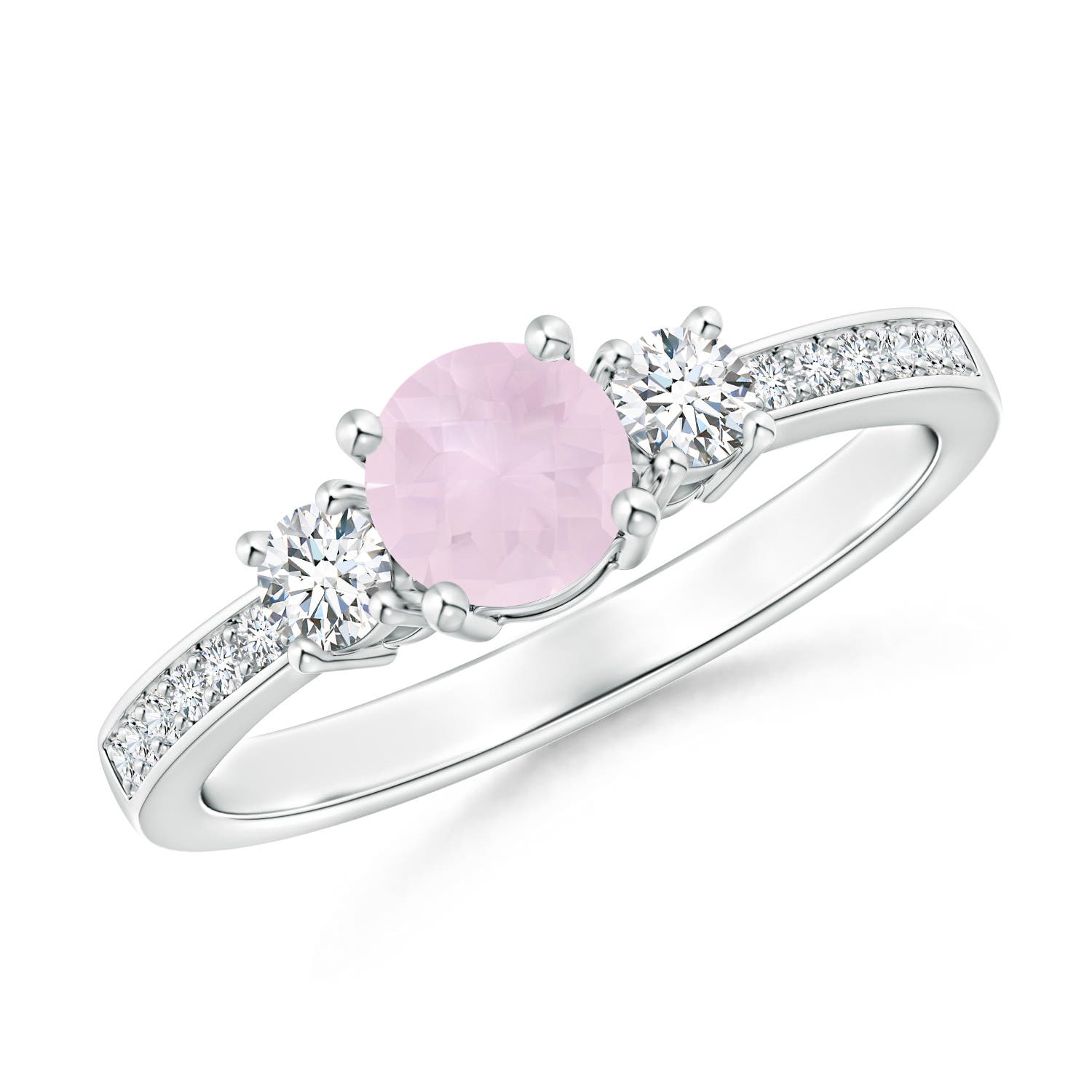 A - Rose Quartz / 0.71 CT / 14 KT White Gold