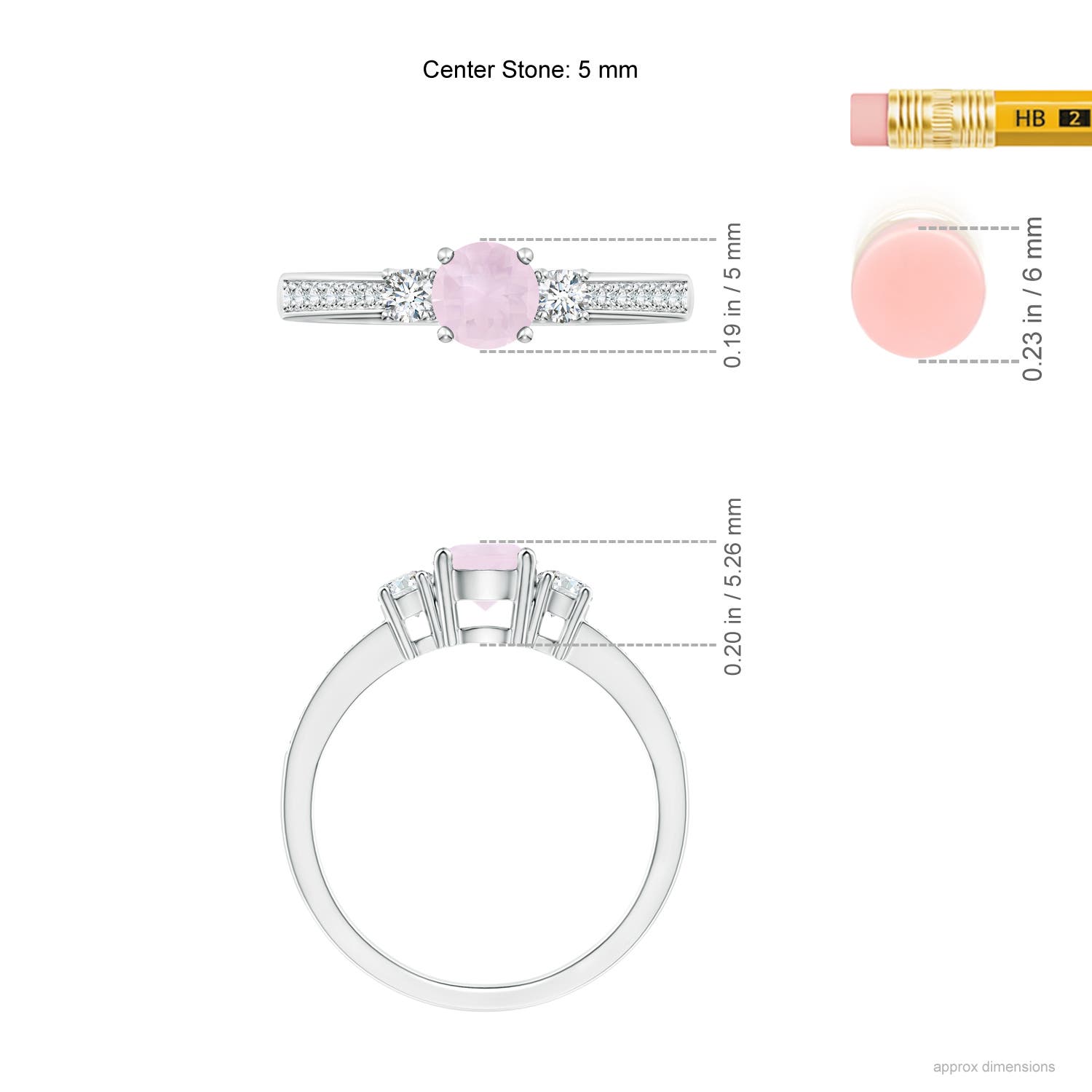 A - Rose Quartz / 0.71 CT / 14 KT White Gold