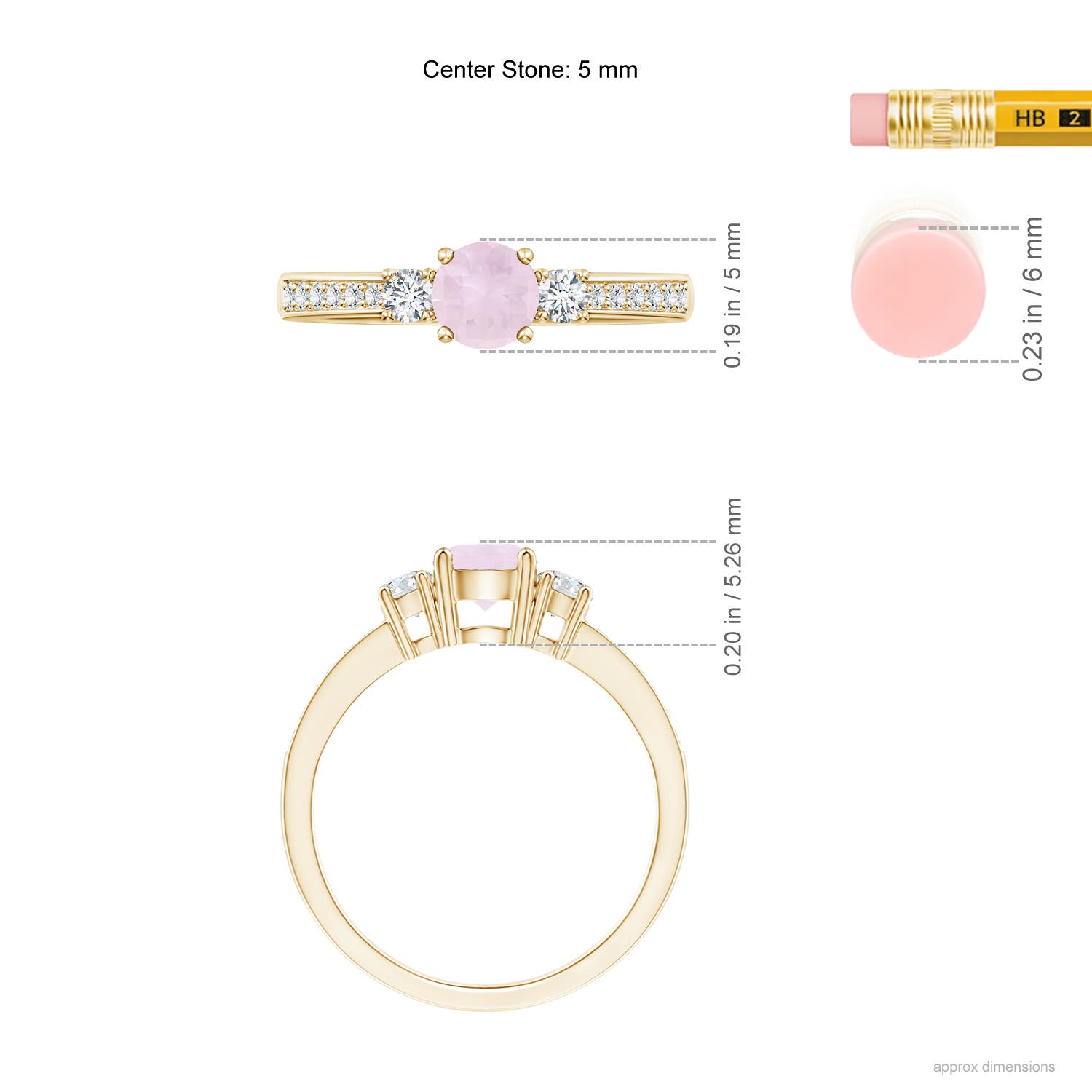 A - Rose Quartz / 0.71 CT / 14 KT Yellow Gold