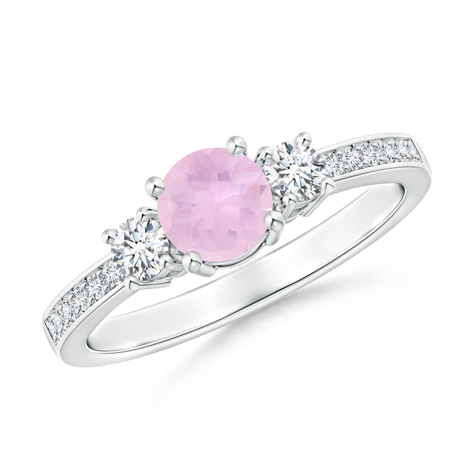 AAAA - Rose Quartz / 0.71 CT / 14 KT White Gold