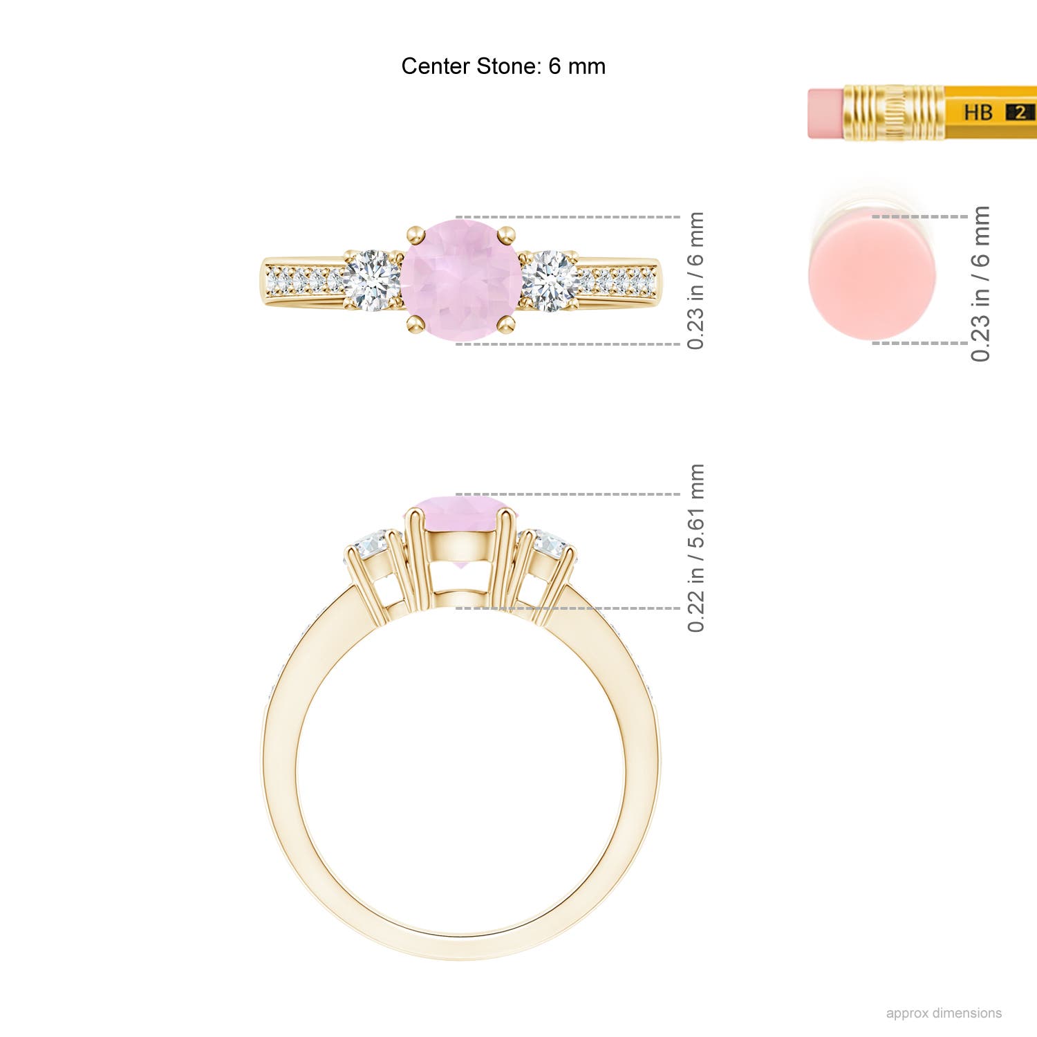 AAA - Rose Quartz / 1.16 CT / 14 KT Yellow Gold