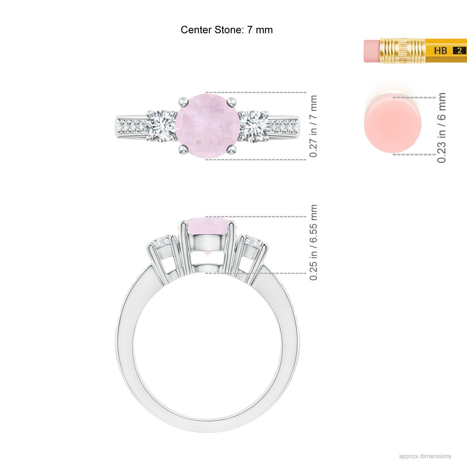 A - Rose Quartz / 1.79 CT / 14 KT White Gold