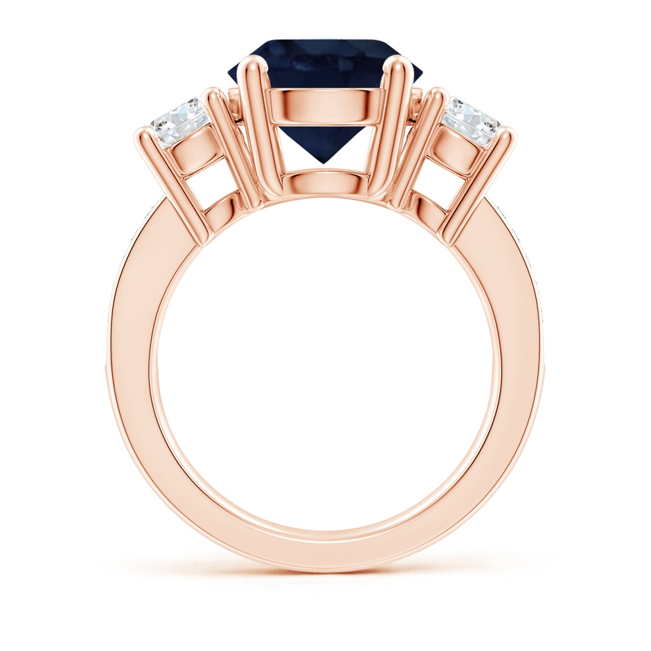10mm A Classic Three Stone Blue Sapphire and Diamond Ring in Rose Gold side 199