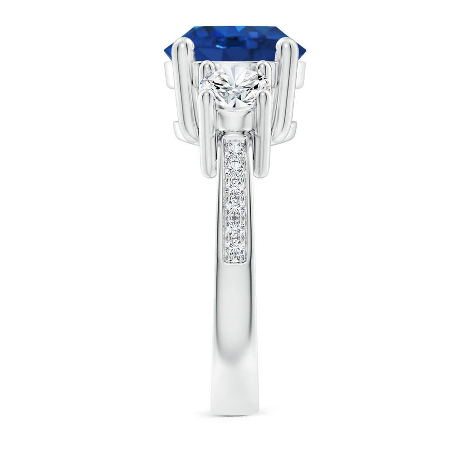 10mm AAA Classic Three Stone Blue Sapphire and Diamond Ring in P950 Platinum side 299