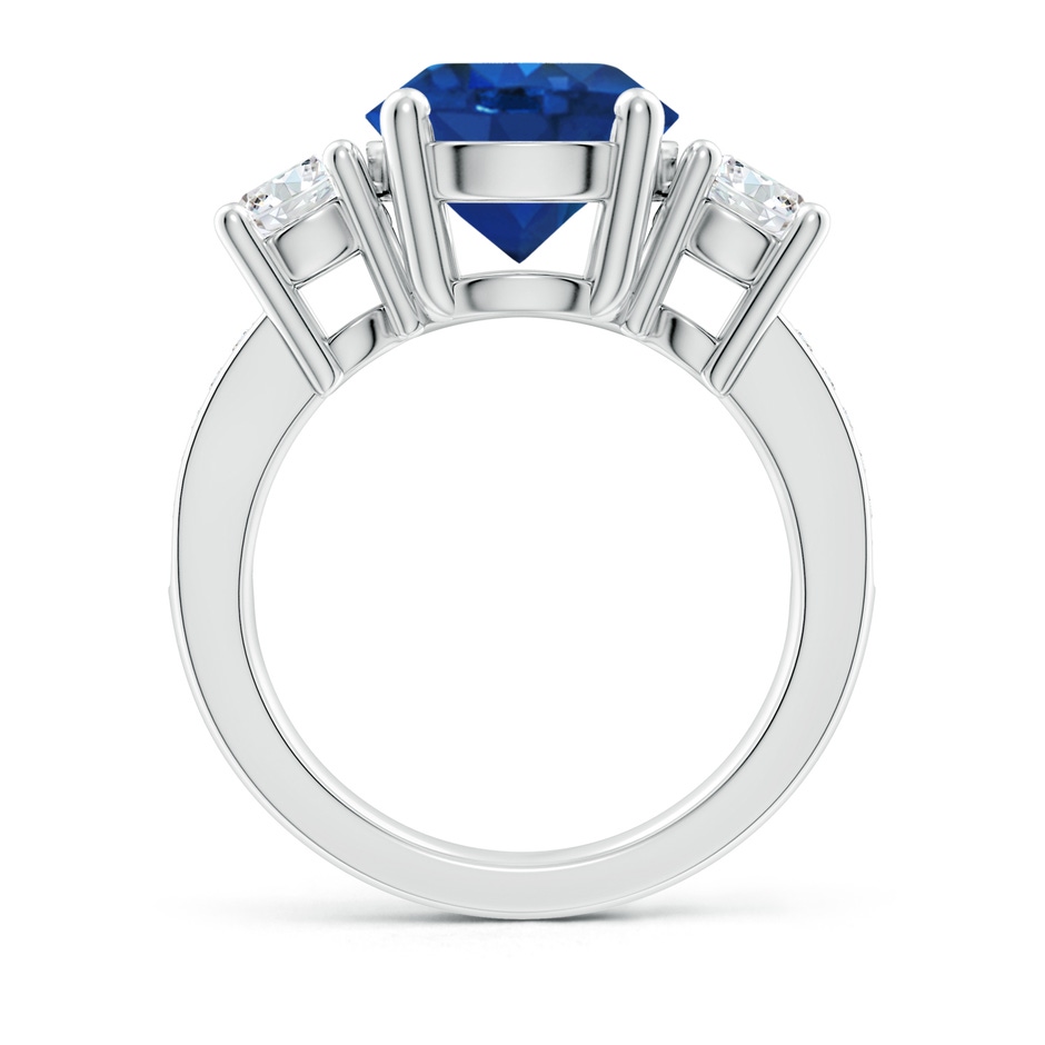 10mm AAA Classic Three Stone Blue Sapphire and Diamond Ring in White Gold side 199