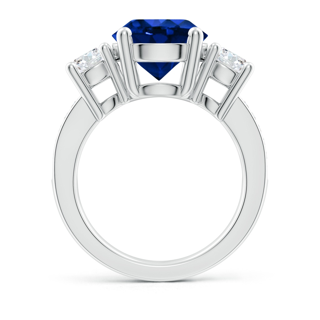 10mm Lab-Grown Classic Three Stone Blue Sapphire and Diamond Ring in P950 Platinum - side 199