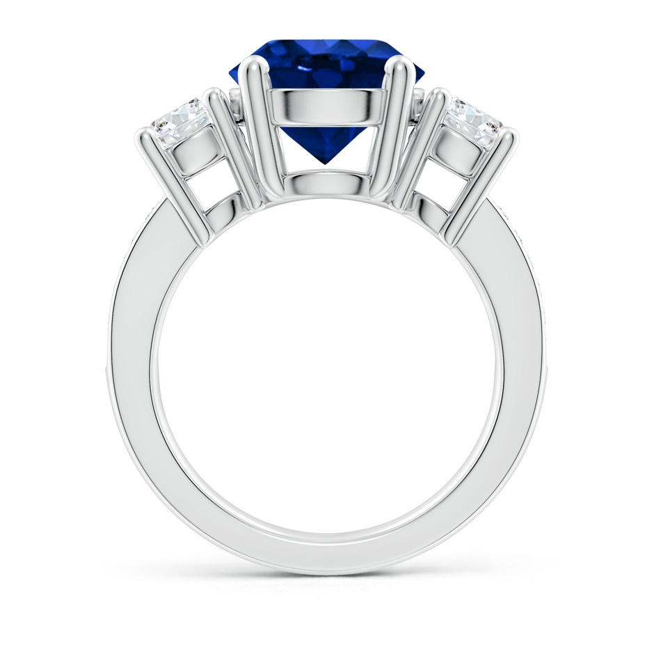 10mm AAAA Classic Three Stone Blue Sapphire and Diamond Ring in P950 Platinum side 199