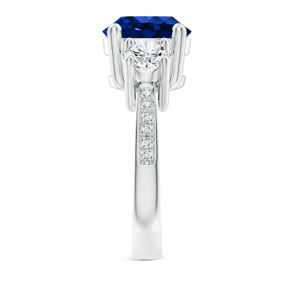 10mm AAAA Classic Three Stone Blue Sapphire and Diamond Ring in P950 Platinum side 299
