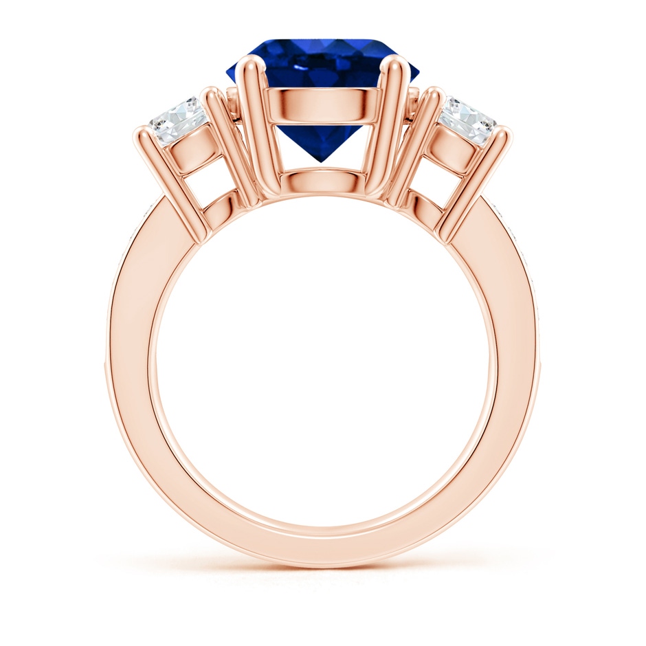 10mm Lab-Grown Classic Three Stone Blue Sapphire and Diamond Ring in Rose Gold side 199