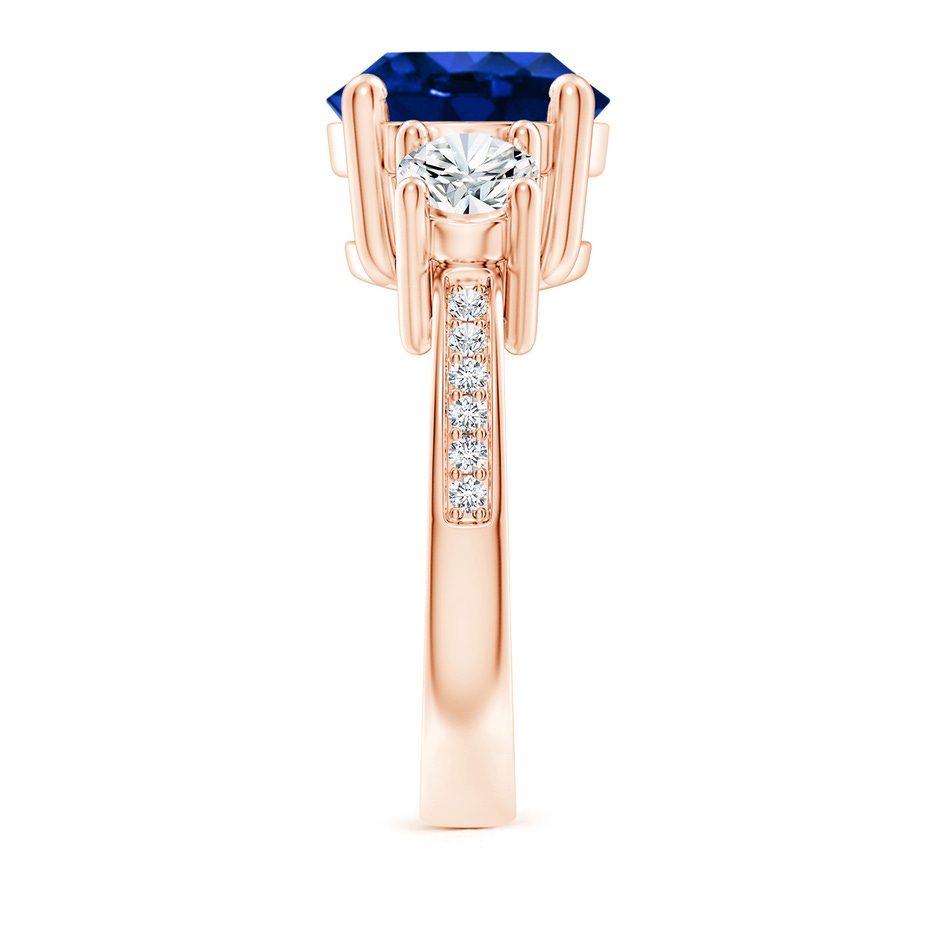 10mm Lab-Grown Classic Three Stone Blue Sapphire and Diamond Ring in Rose Gold side 299