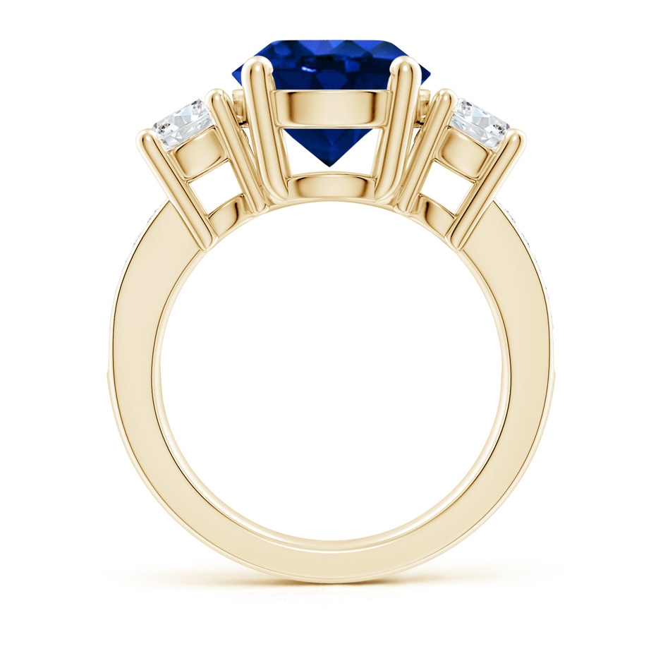 10mm Lab-Grown Classic Three Stone Blue Sapphire and Diamond Ring in Yellow Gold side 199