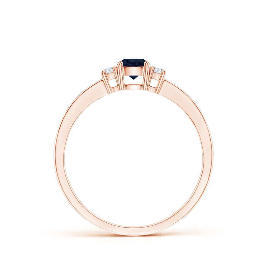 4mm A Classic Three Stone Blue Sapphire and Diamond Ring in Rose Gold side 199