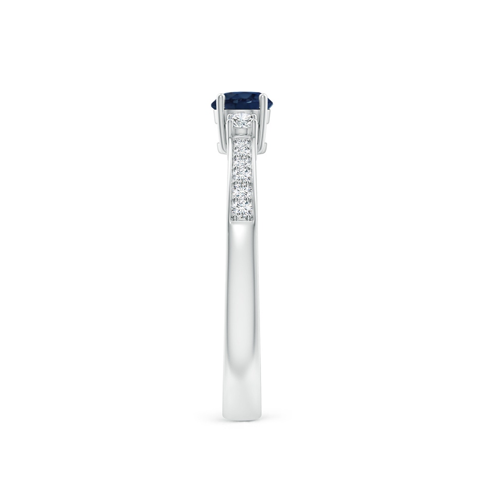 4mm AA Classic Three Stone Blue Sapphire and Diamond Ring in P950 Platinum side 299