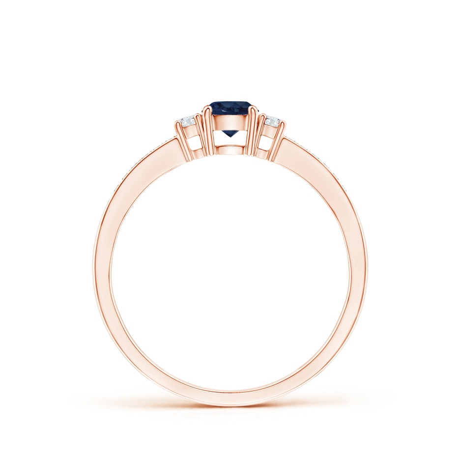 4mm AA Classic Three Stone Blue Sapphire and Diamond Ring in Rose Gold side 199