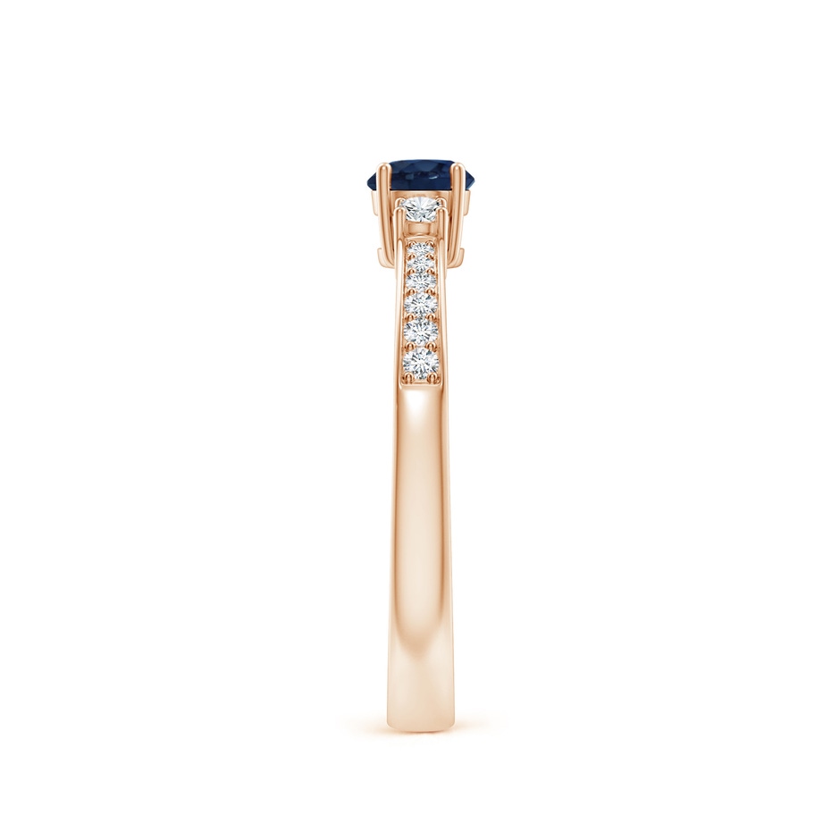 4mm AA Classic Three Stone Blue Sapphire and Diamond Ring in Rose Gold side 299