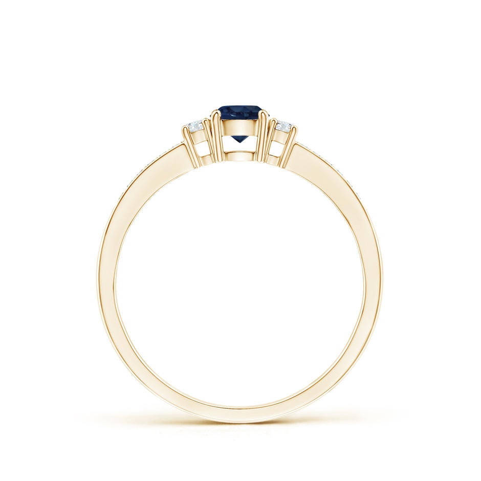 4mm AA Classic Three Stone Blue Sapphire and Diamond Ring in Yellow Gold side 199