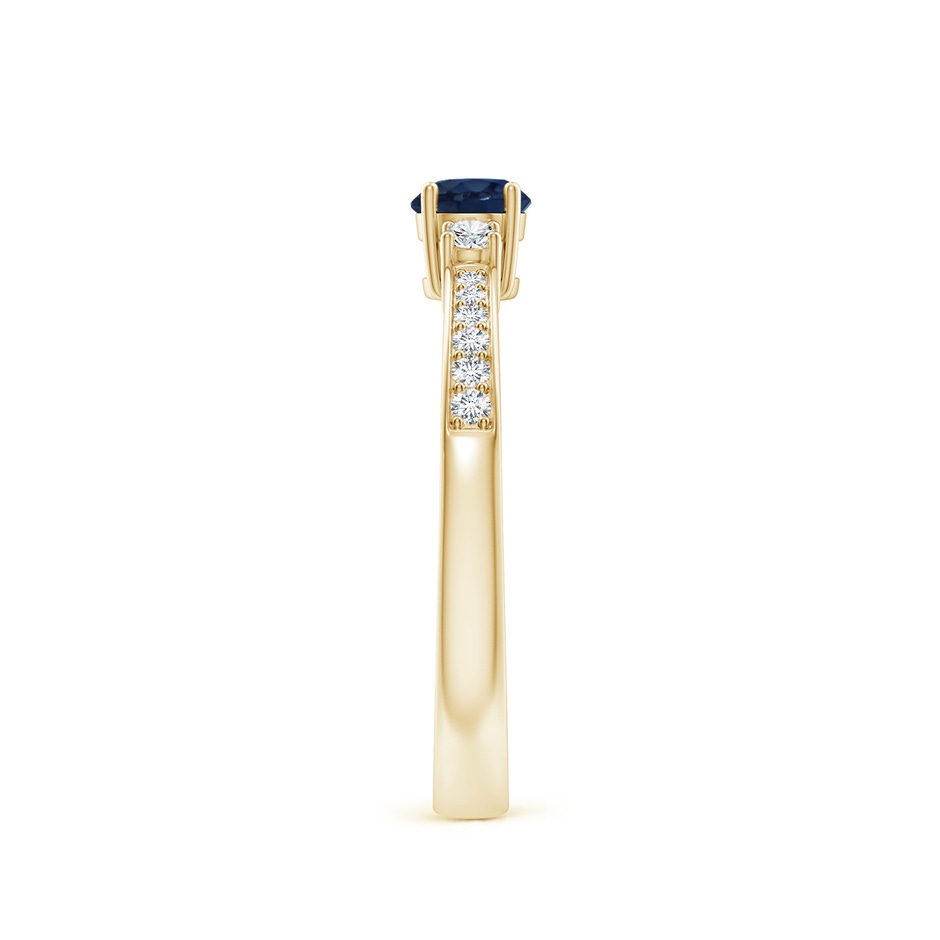 4mm AA Classic Three Stone Blue Sapphire and Diamond Ring in Yellow Gold side 299
