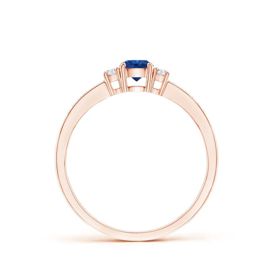 4mm AAA Classic Three Stone Blue Sapphire and Diamond Ring in Rose Gold side 199