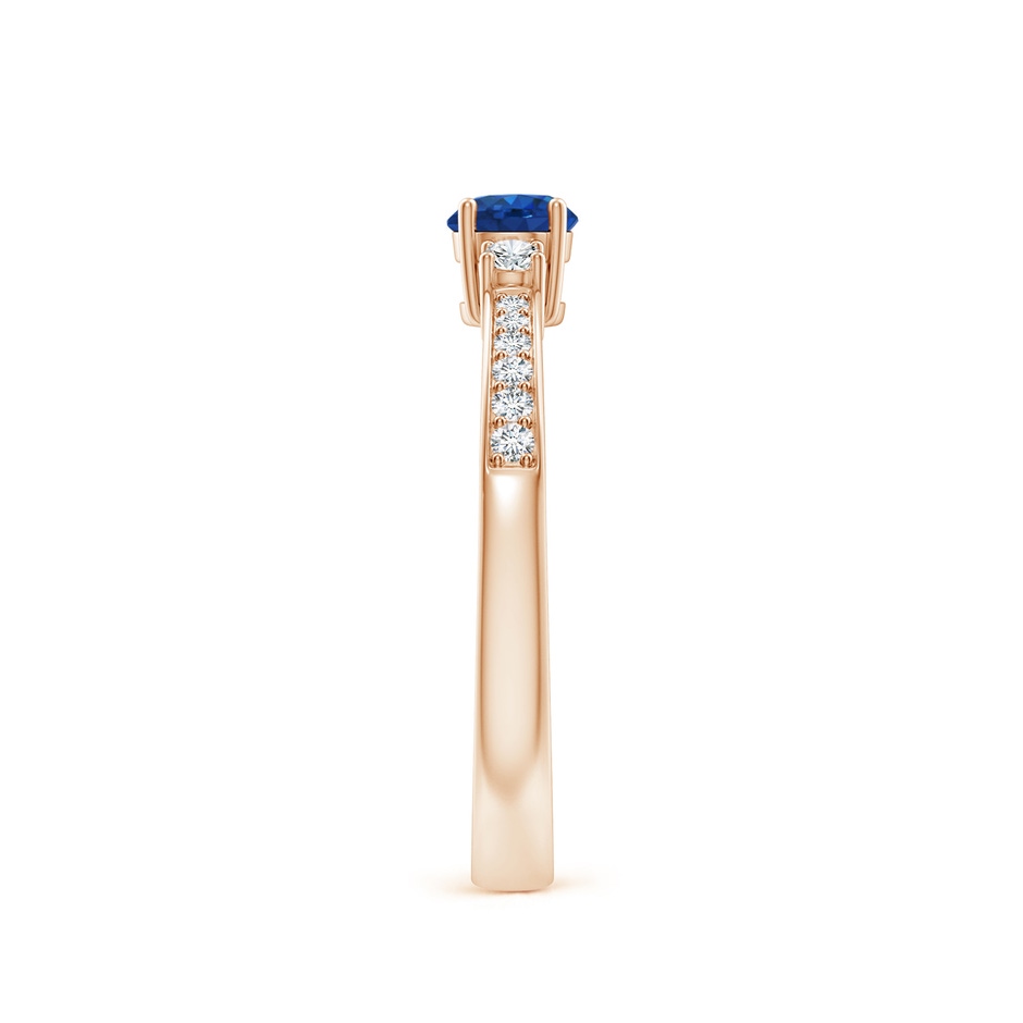 4mm AAA Classic Three Stone Blue Sapphire and Diamond Ring in Rose Gold side 299